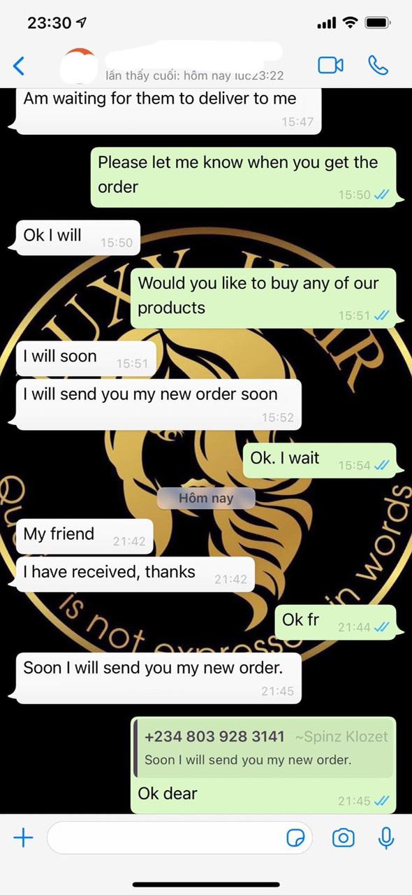 Customer from Nigeria